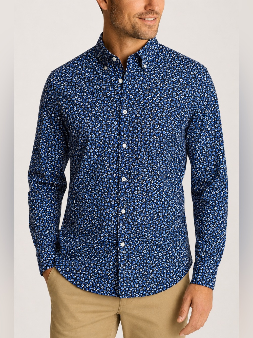 Bonobos Everyday Slim Fit Button Down Shirt Men’s M Bay Blue Floral Cotton
